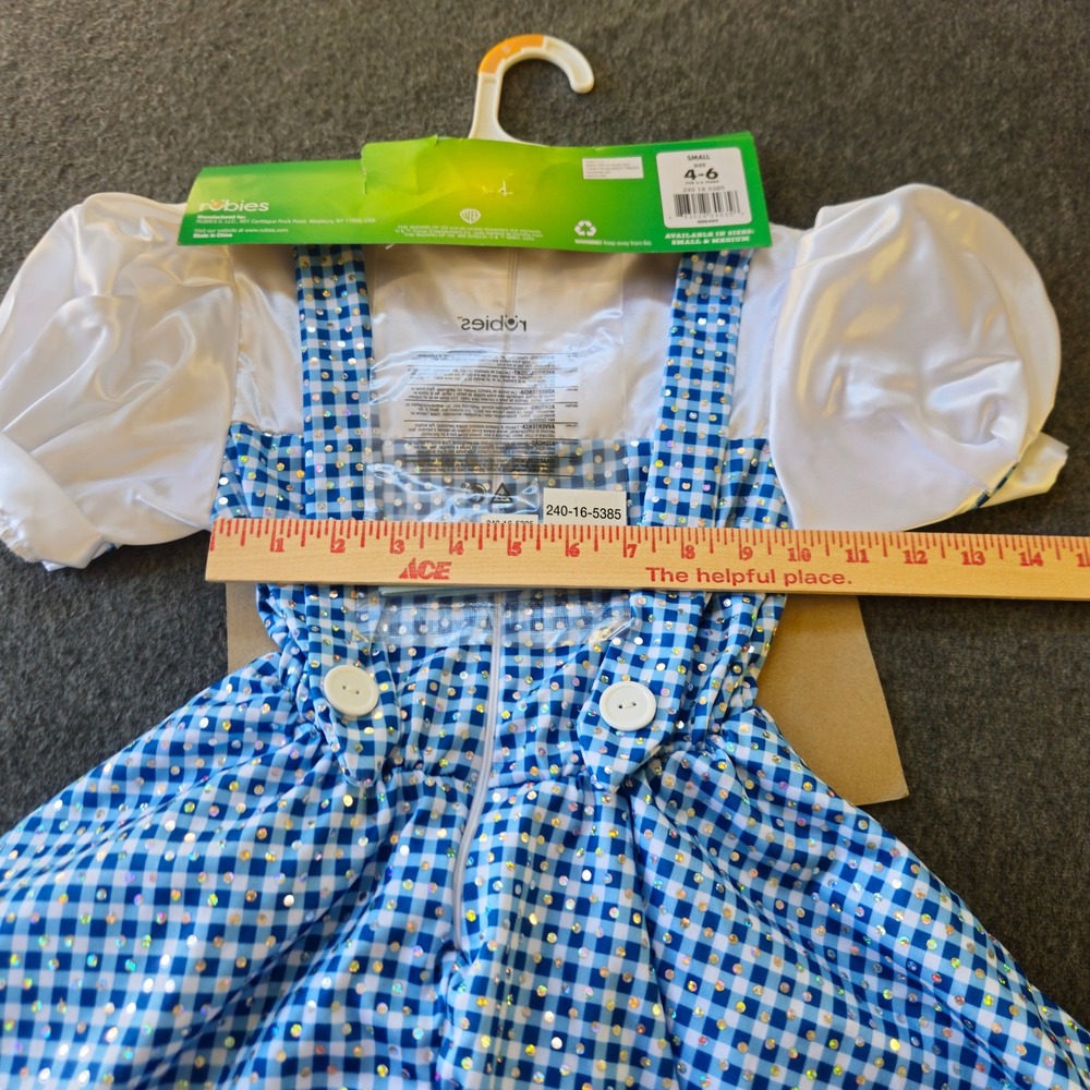 New! Rubies Dorothy Costume Child Small 4-6 Blue Gingham Sequin Wizard of Oz - Picture 5 of 6